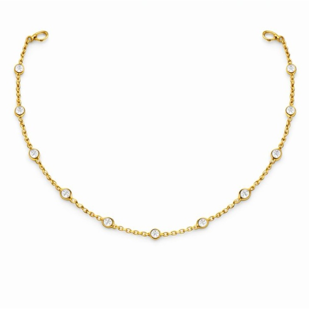 S925 Gold Dipped Bezel Crystal Necklace 24” - image 1